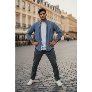 Abercrombie & Fitch Shirt Mens L Blue Stripe Muscle Button Down